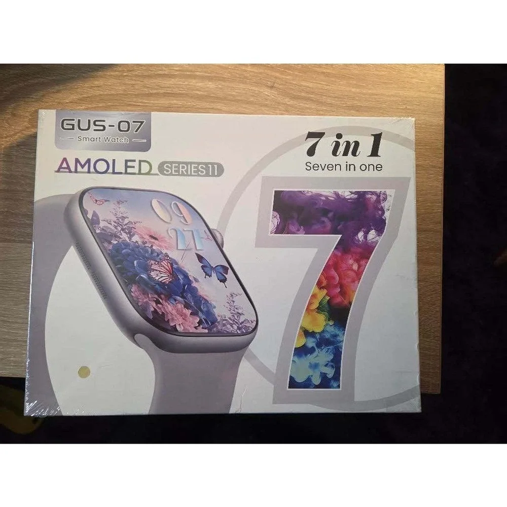 GUS-07 Series 11 Smart Watch AMOLED 7-in-1 Set with 7 Bands Silver